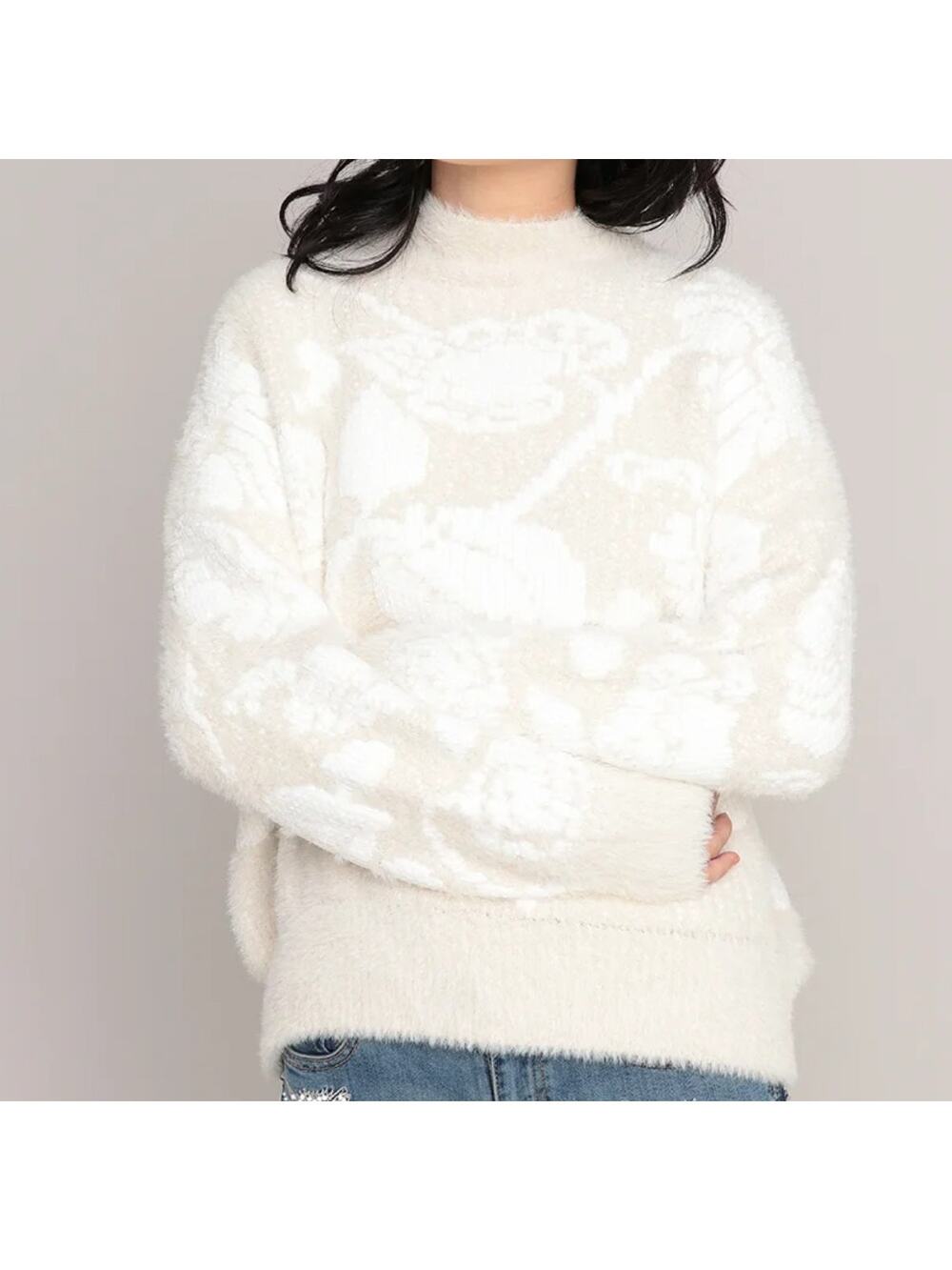 Desigual Womens Cream Floral Zurich Sweater Jumper NEW - US Size L / EU Size XL
